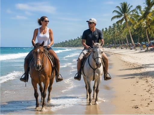 Horseback riding on the beach